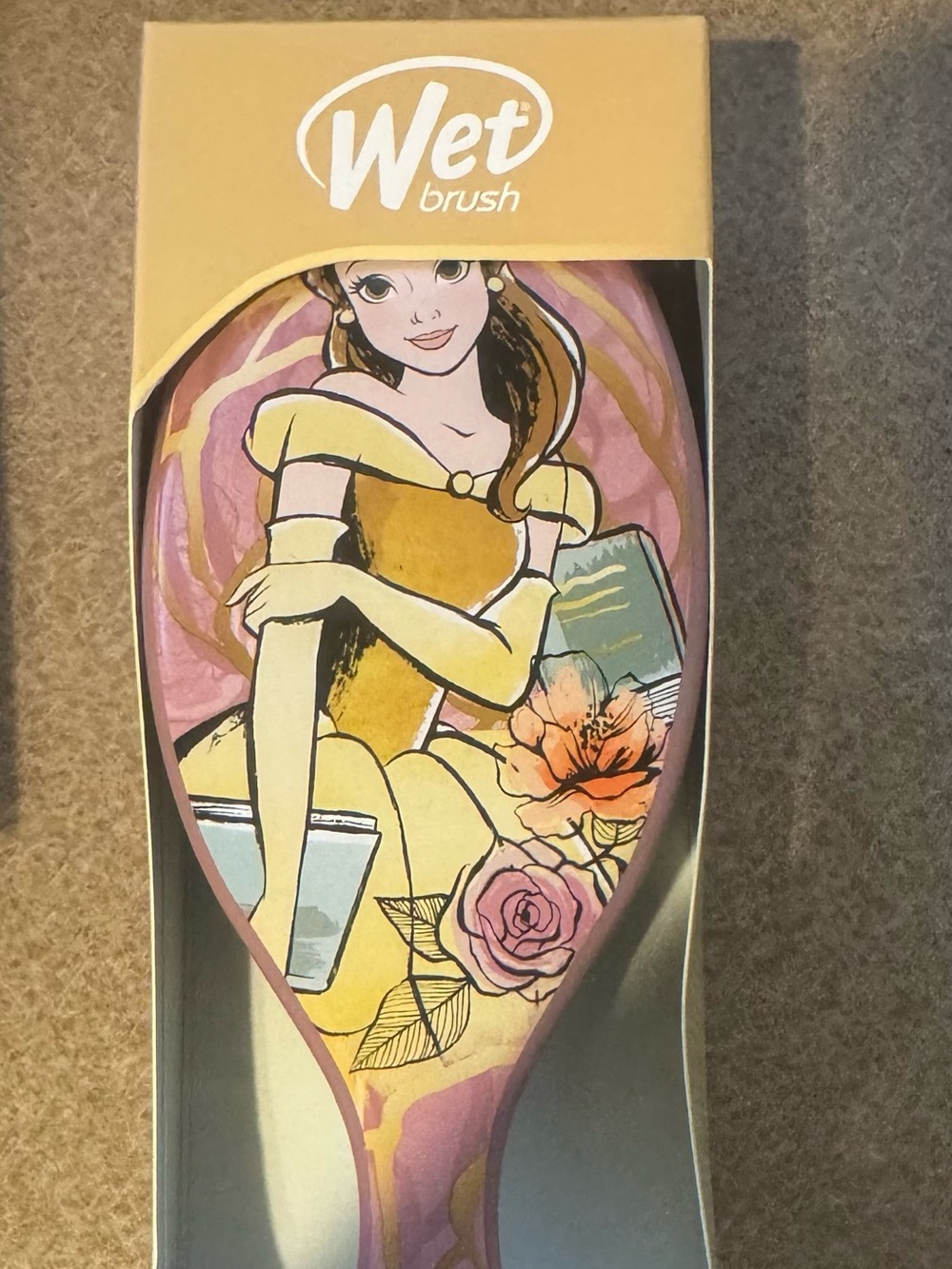 Wet Women’s Hair Brush - Yellow Floral Design Ekegant  Belle NEW